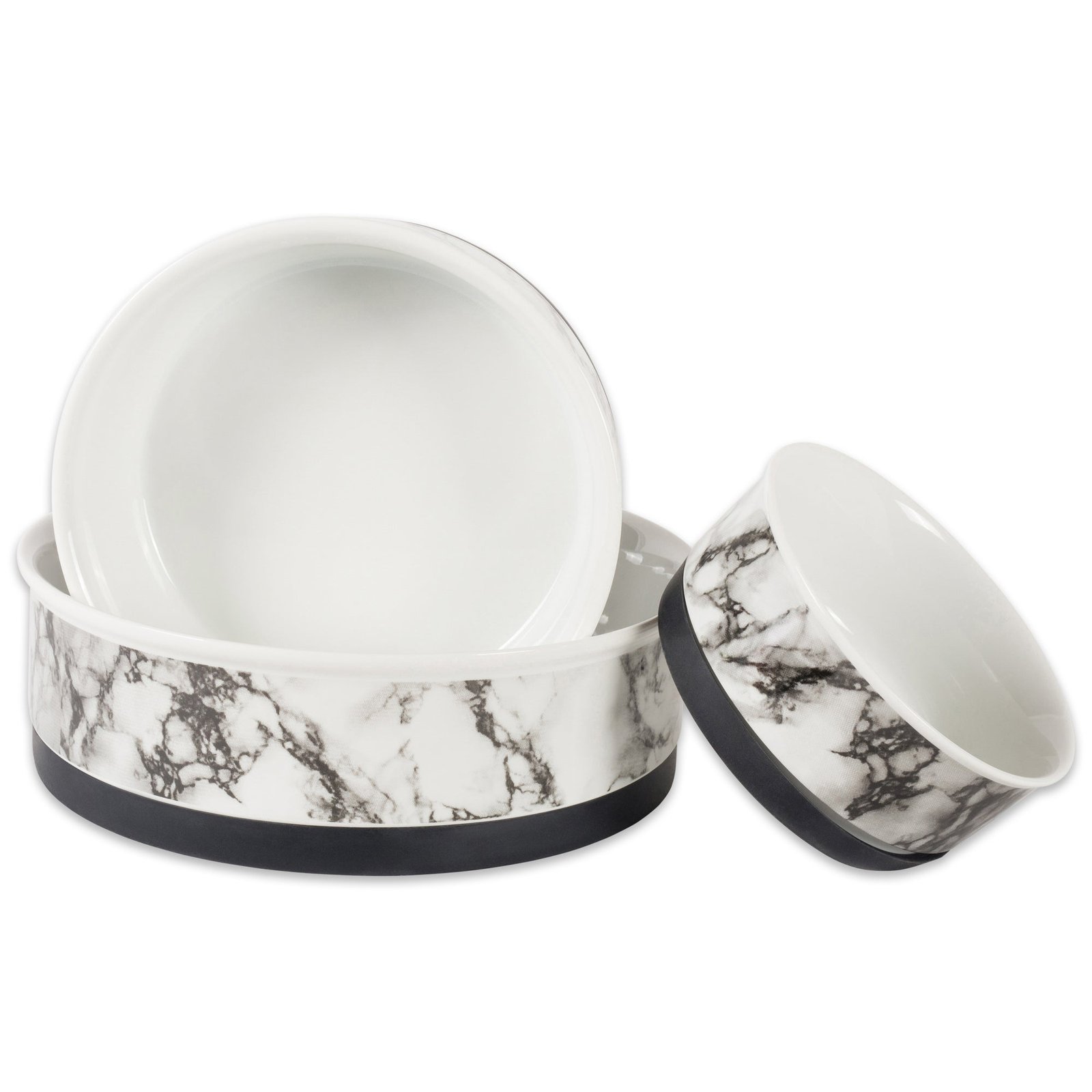 white marble pet bowl set of 2, small 3/4 c capacity