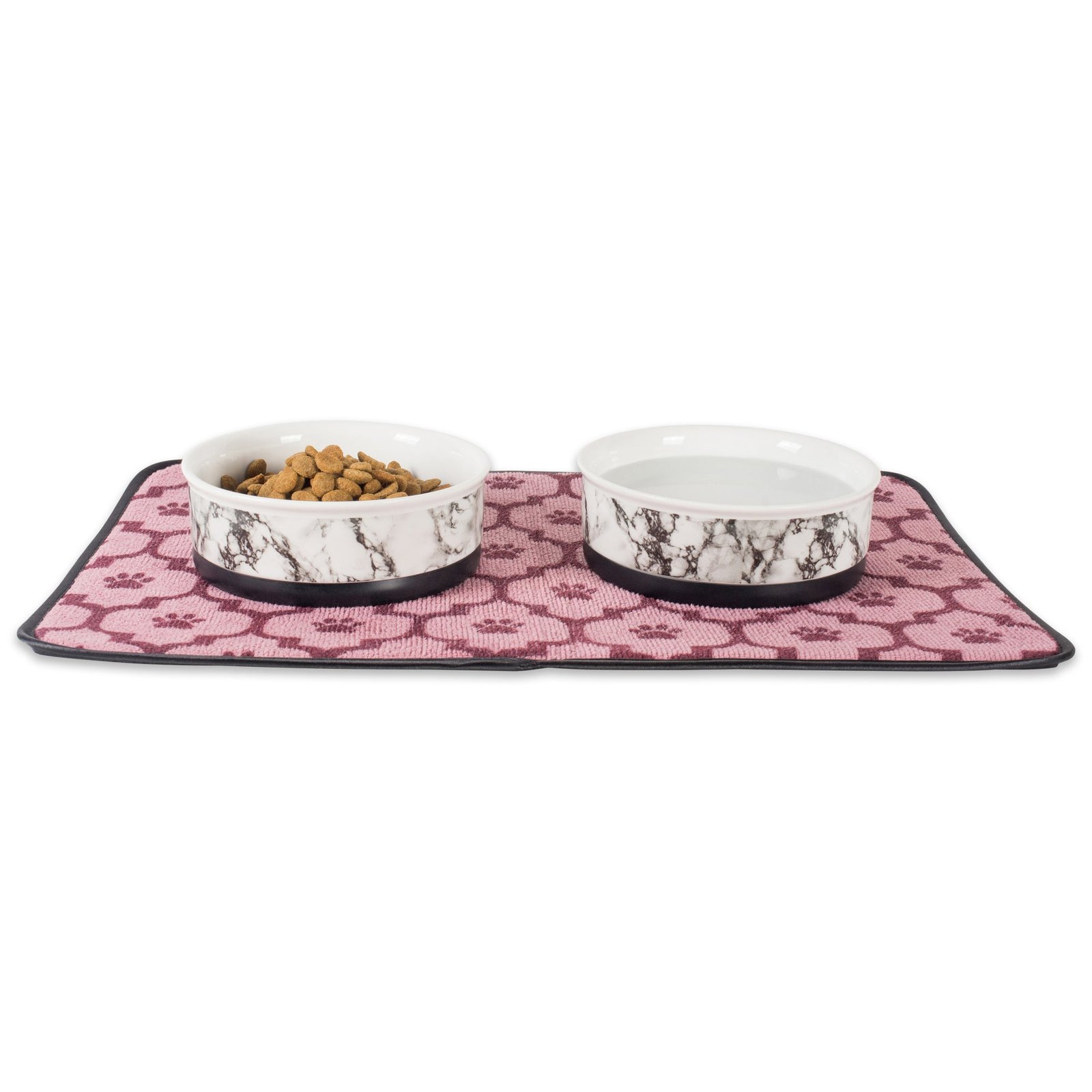 white marble pet bowl set of 2, medium 1.5 c. capacity