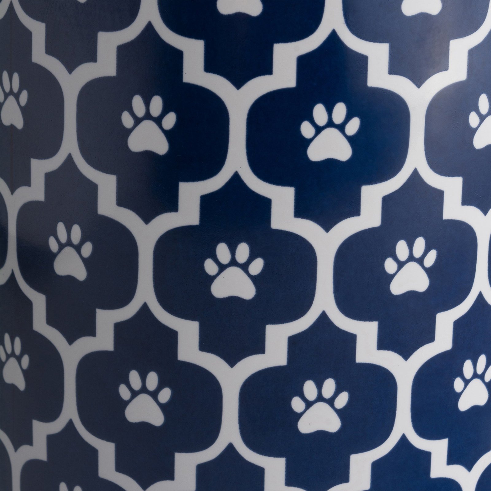 nautical blue lattice paw print pet treat canister 4.5 cup capacity