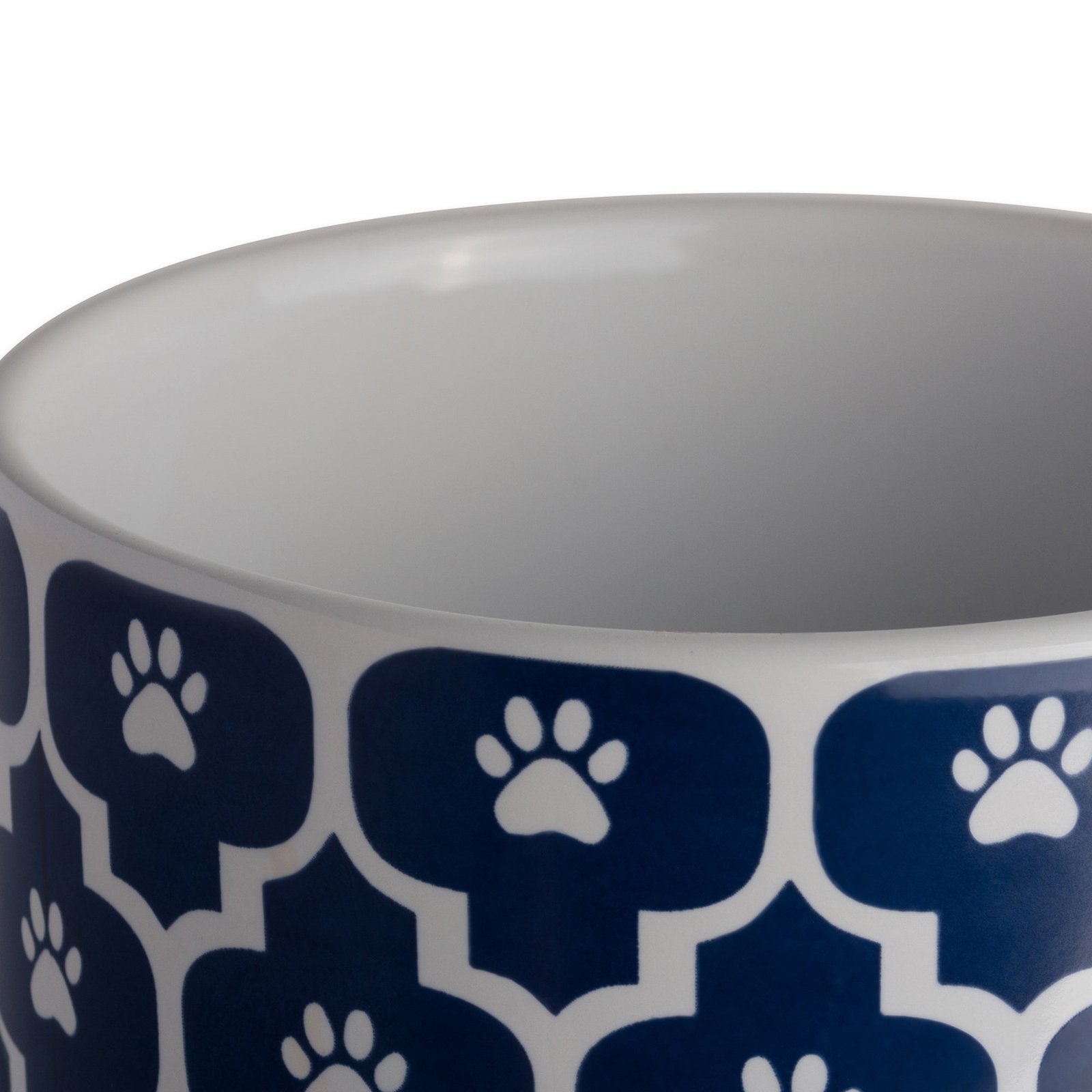 nautical blue lattice paw print pet treat canister 4.5 cup capacity