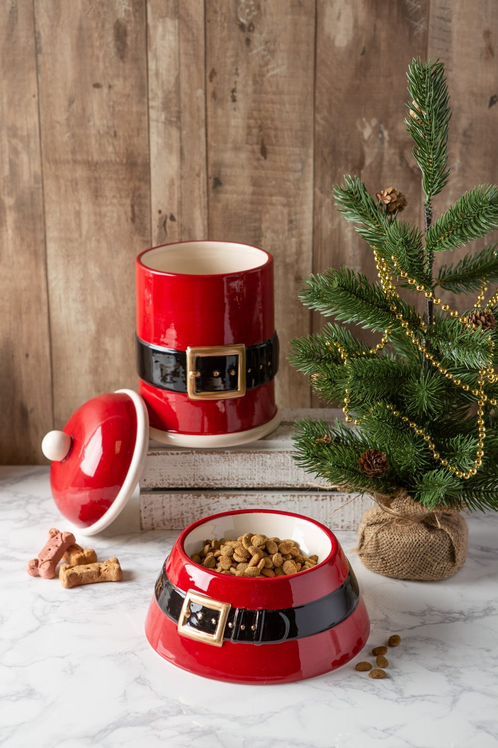 ceramic santa claus single pet bowl, 8x3.25"