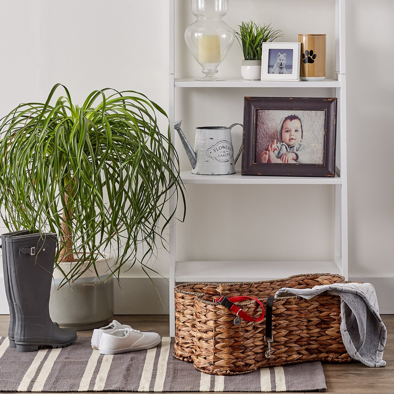 bone dry hyacinth pet storage basket, bone shaped, brown, large 24x15x9"