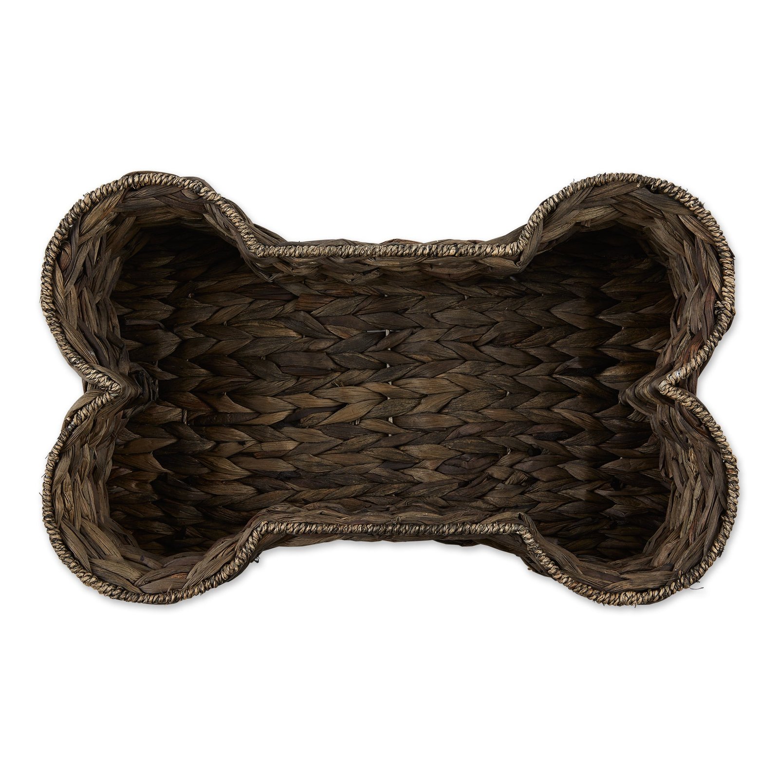 hyacinth pet storage basket, bone shaped, dark brown, medium 21x13x8"