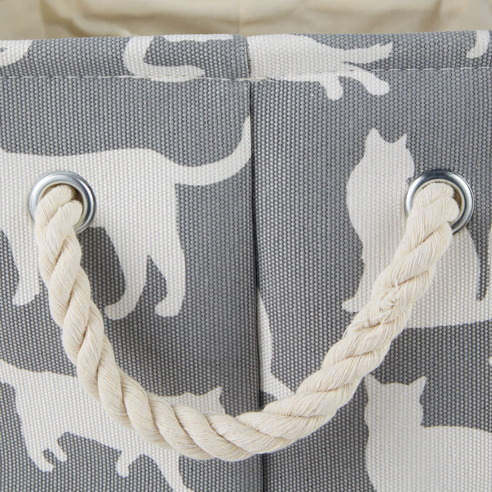 polyester pet bin cats meow gray rectangle large 17.5x12x15