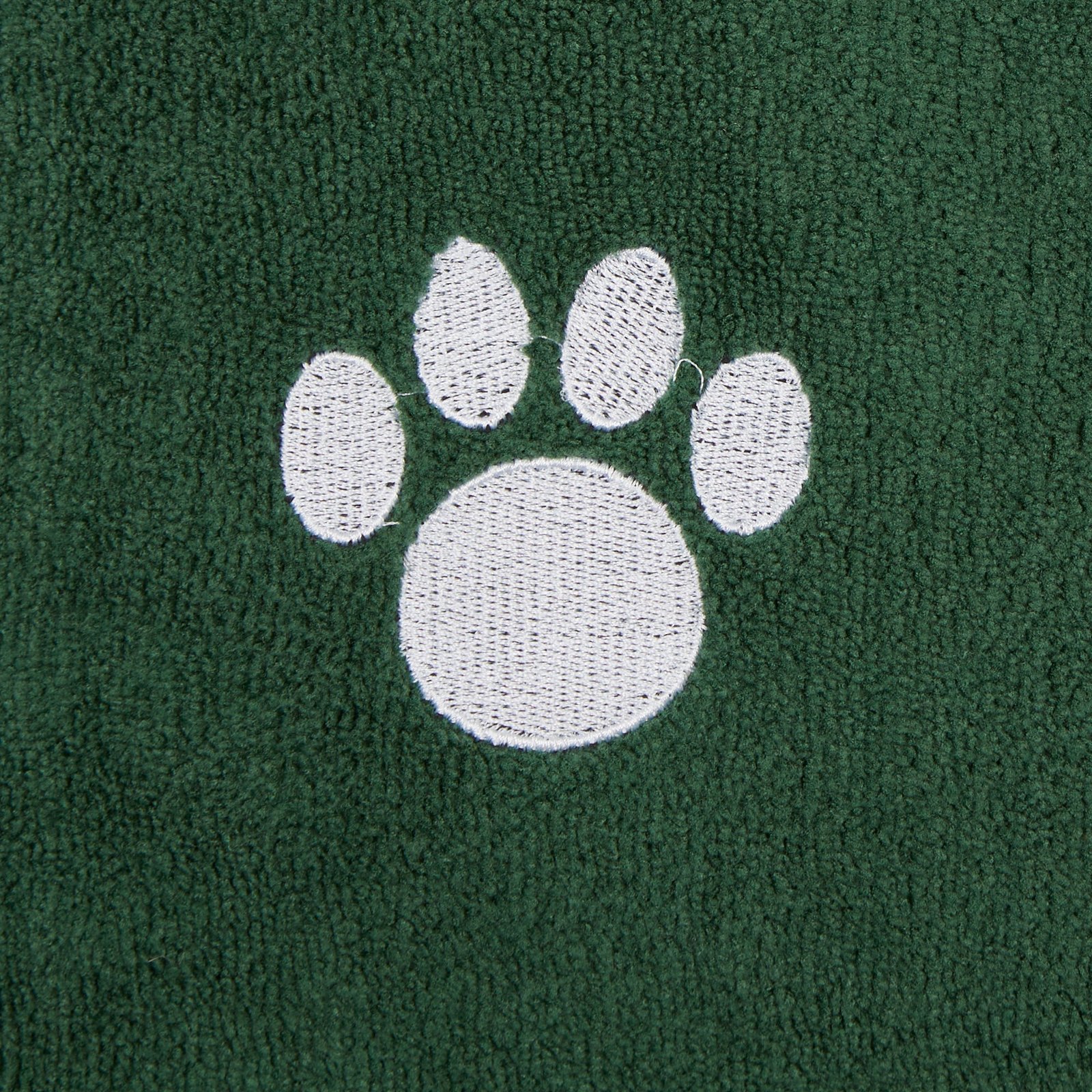 bone dry small pet towel set 3 pack embroidered paw, hunter green, 15x30"