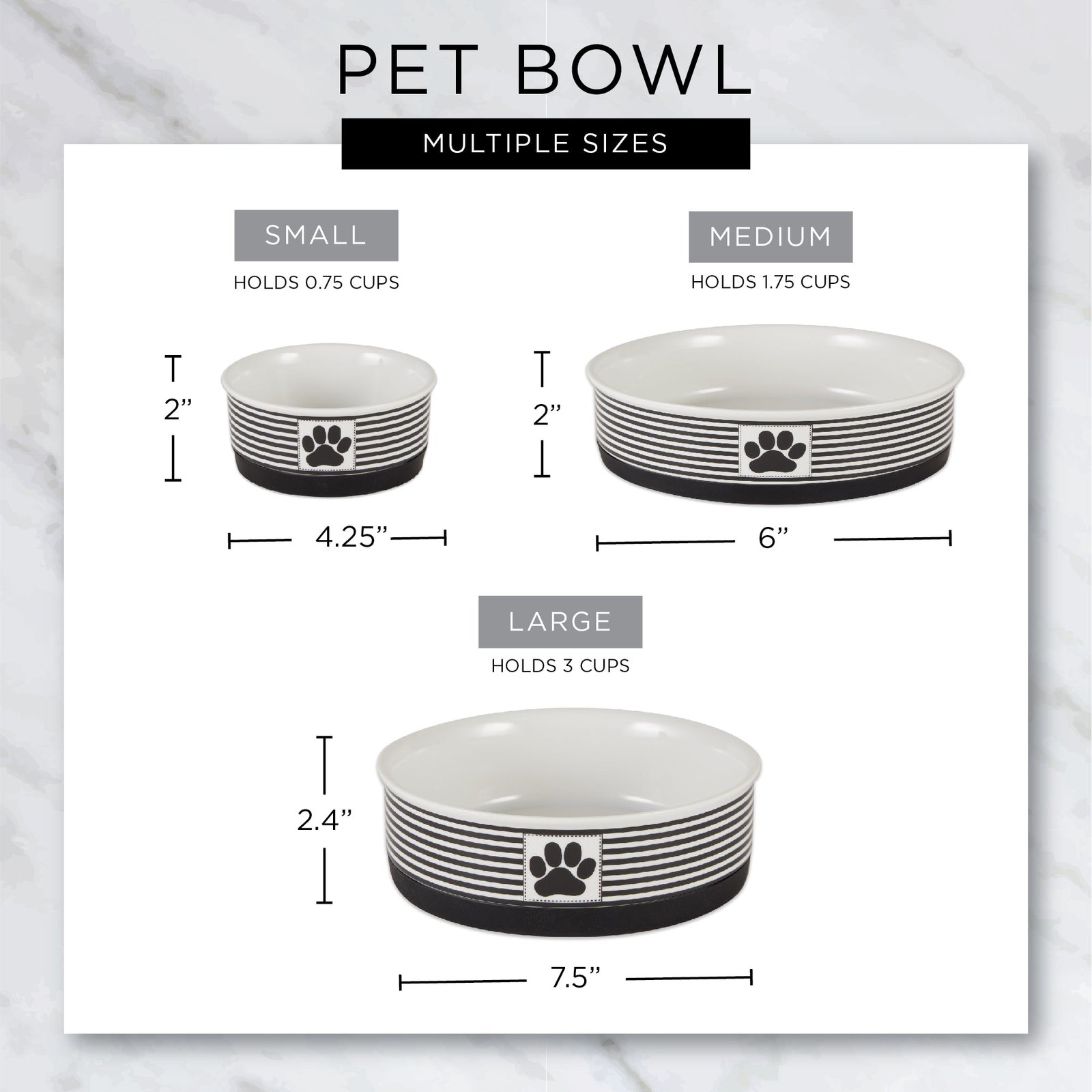 terrazzo pet bowl set of 2, large 3.75 c. capacity