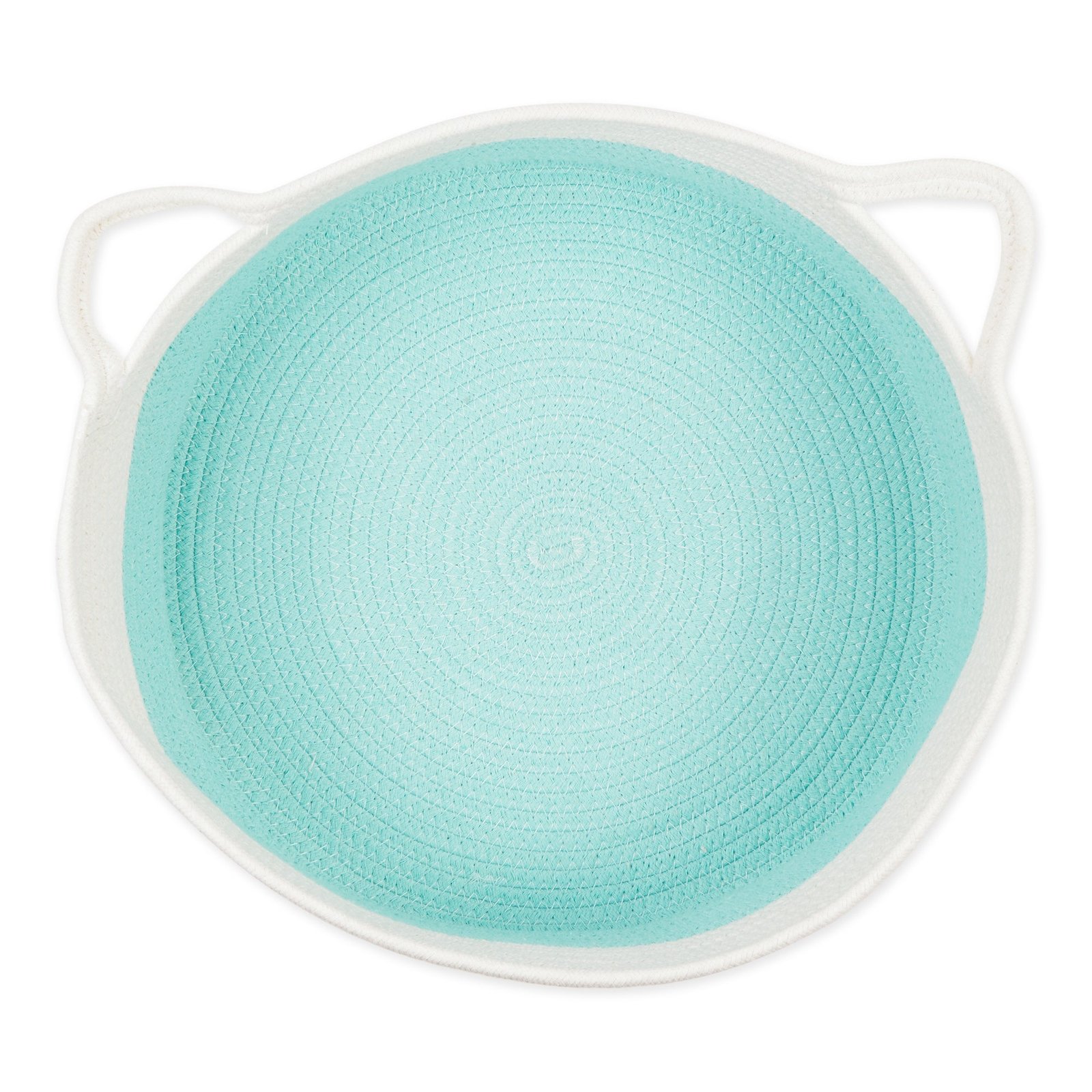 white & aqua cotton rope cat ears pet basket