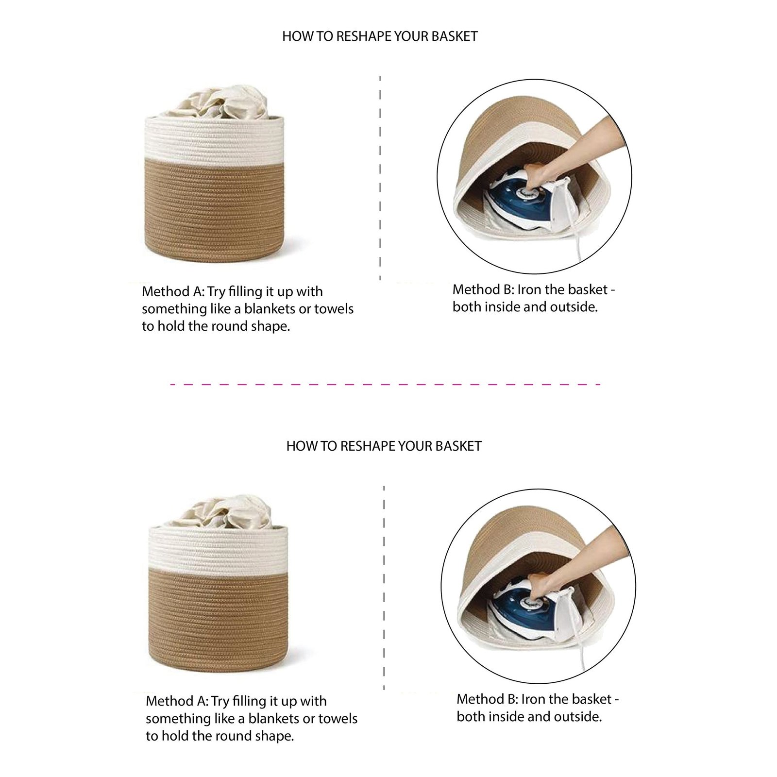 bone dry cotton pet storage basket, pom poms, dark gray/pink 15.75x6.25"