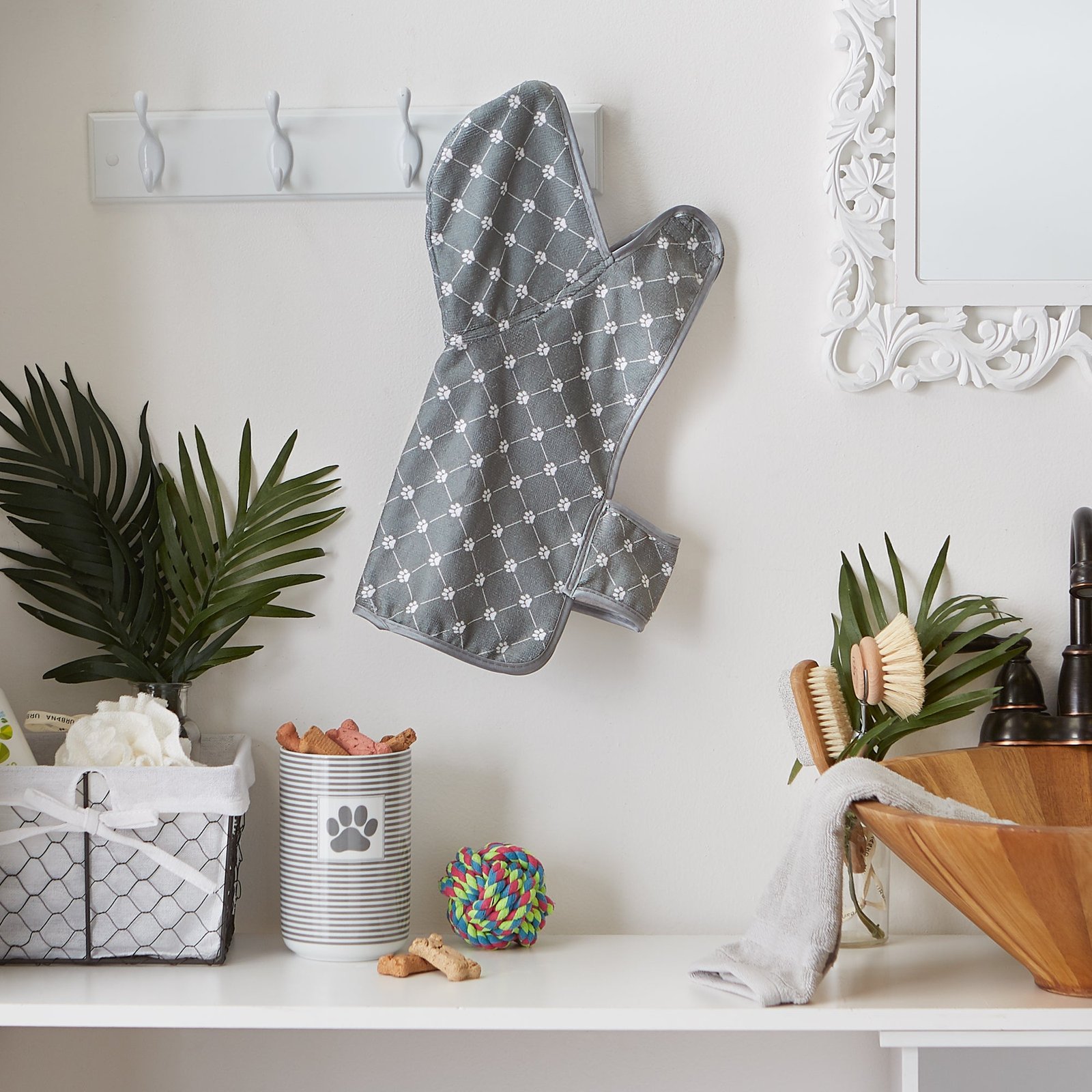 microfiber pet robe, trellis paw print gray x small up to 10 lbs