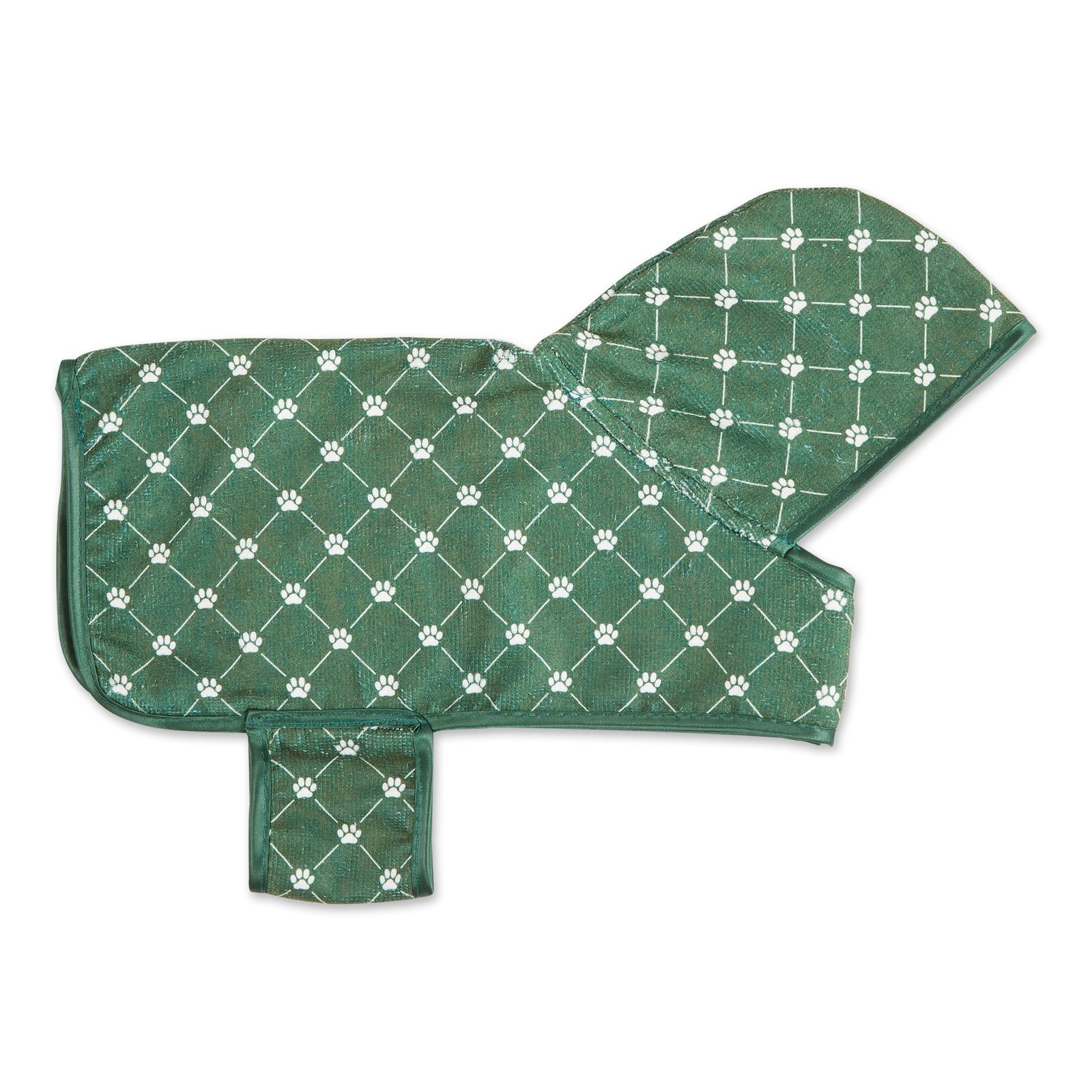 microfiber pet robe, trellis paw print hunter green x small, up to 10 lbs
