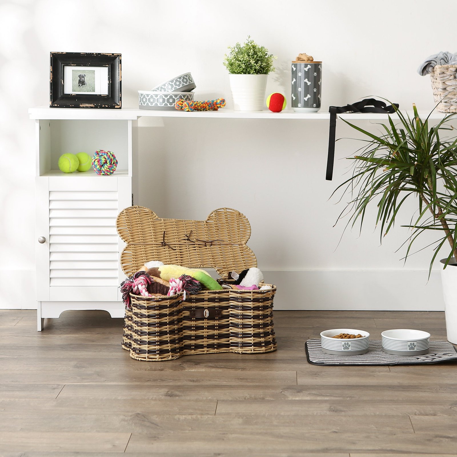 stripe bone shape toy basket small 17.5x11x7.5