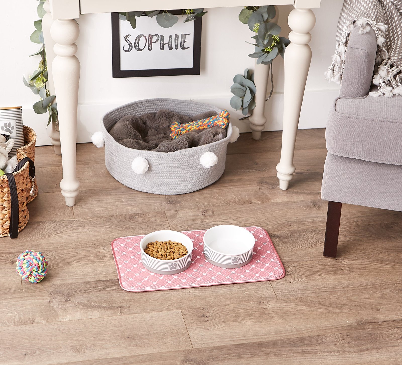 rose printed trellis paw pet mat small