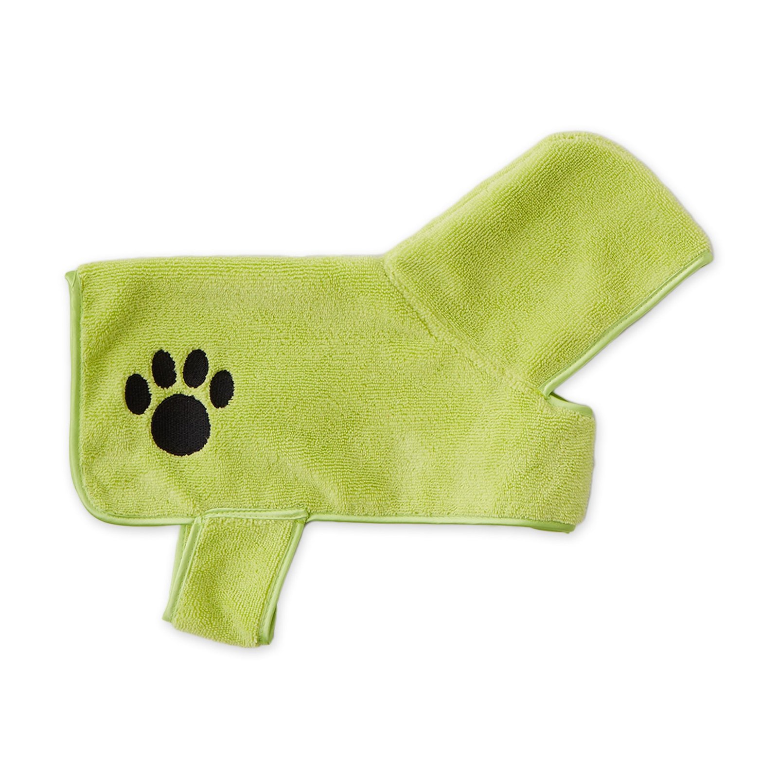 bone dry terry microfiber pet robe, embroidered paw print lettuce green medium, 20 35 lbs