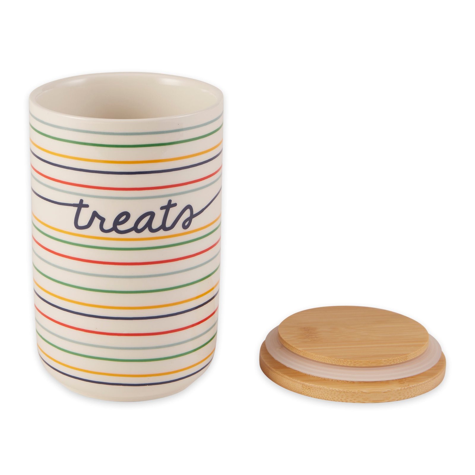 striped pet treat canister 4.5 cup capacity