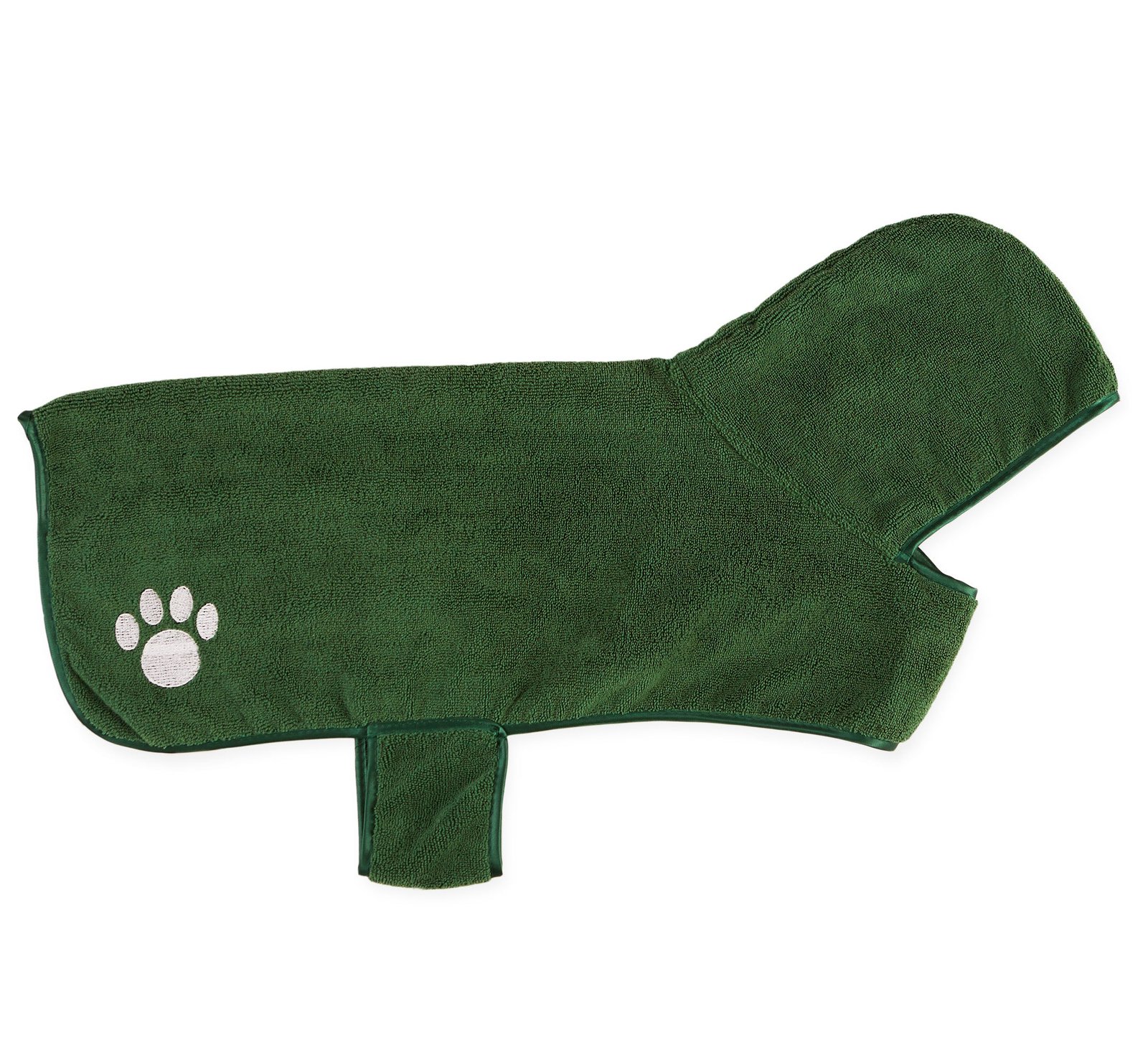 bone dry terry microfiber pet robe, embroidered paw print hunter green large, 35 50 lbs