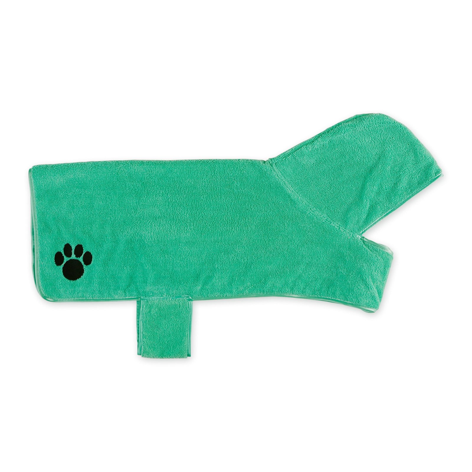 bone dry terry microfiber pet robe, embroidered paw print aqua large, 35 50 lbs