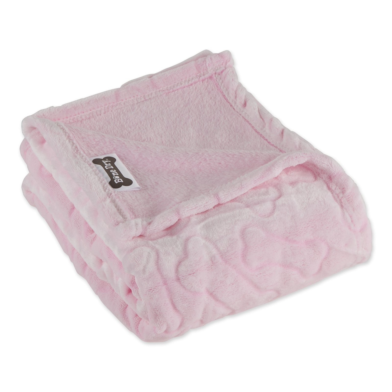 bone dry fleece pet blanket, embossed bone print, pink 36x48"