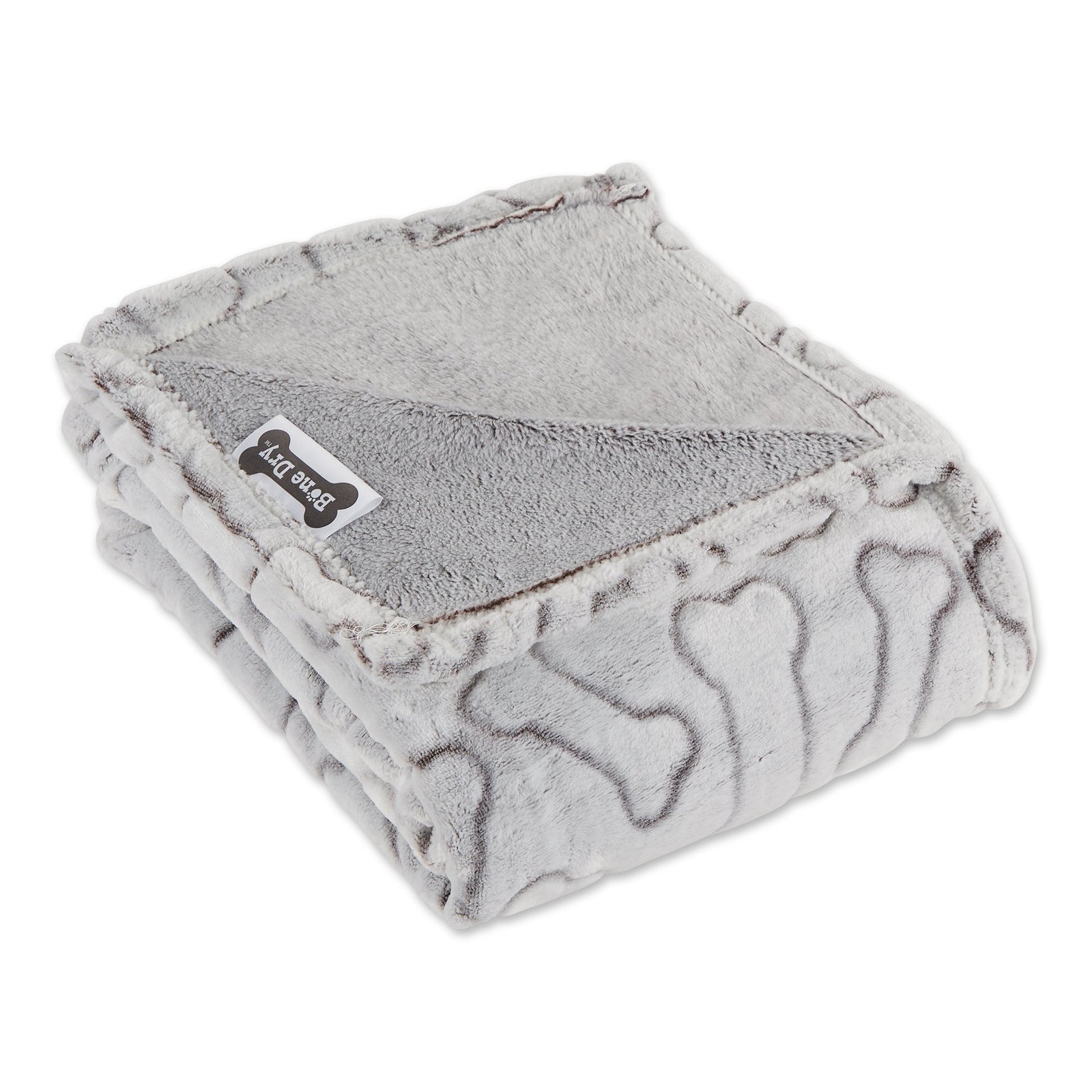 bone dry fleece pet blanket, embossed bone print, taupe 36x48"