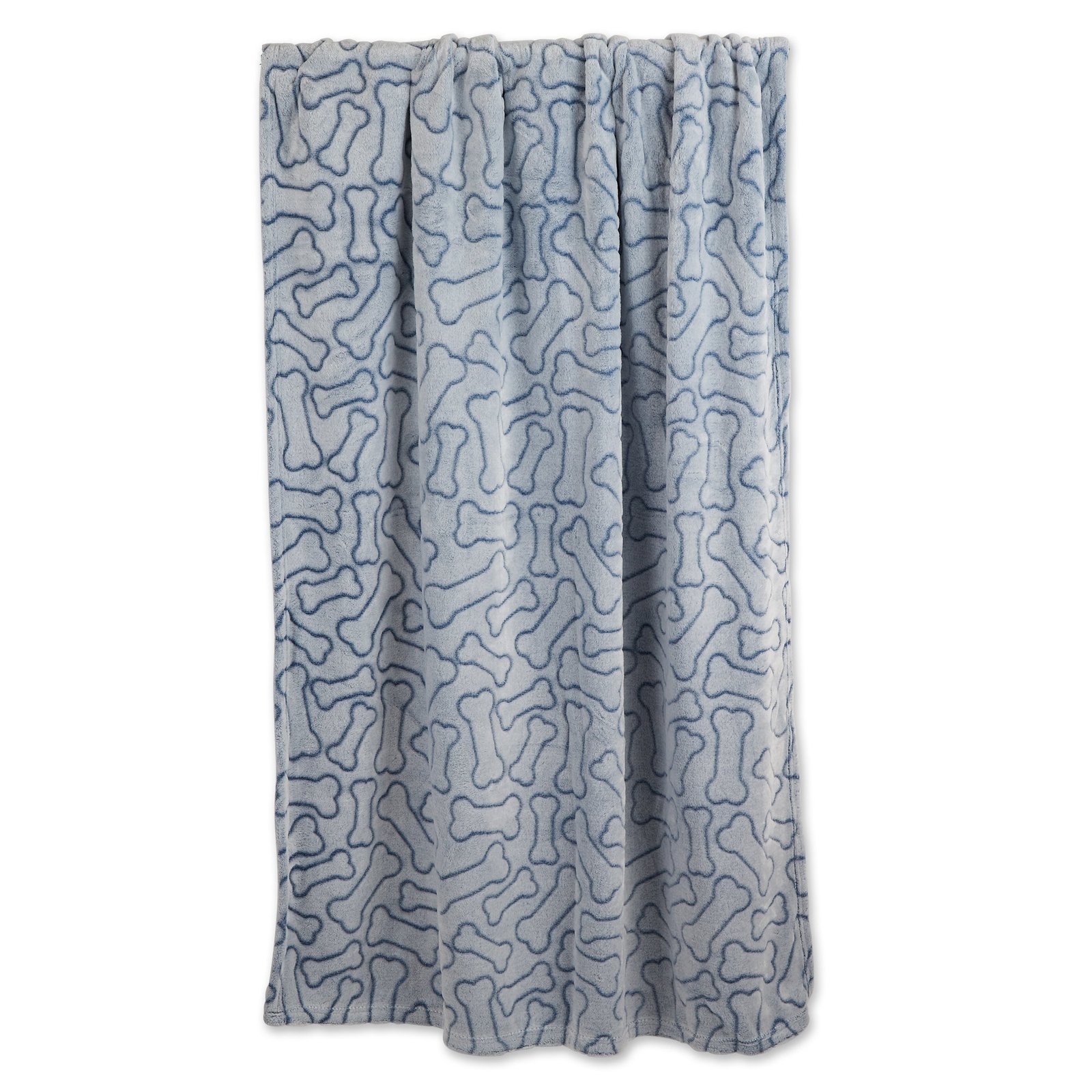 bone dry fleece pet blanket, embossed bone print, navy 36x48"