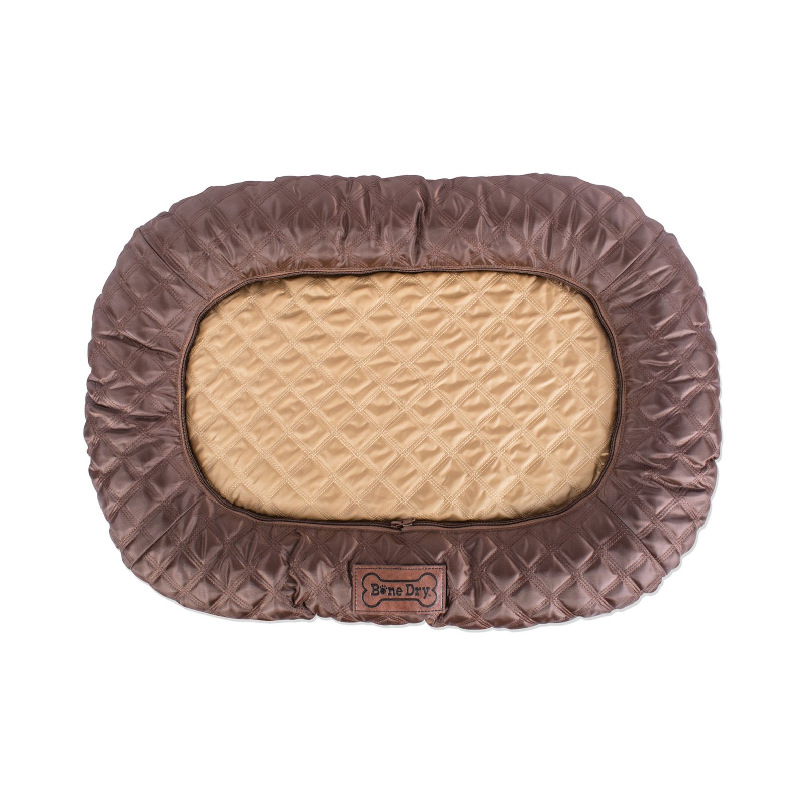 bone dry pet bed/mat, quilted border cushion, brown, medium 20x28"