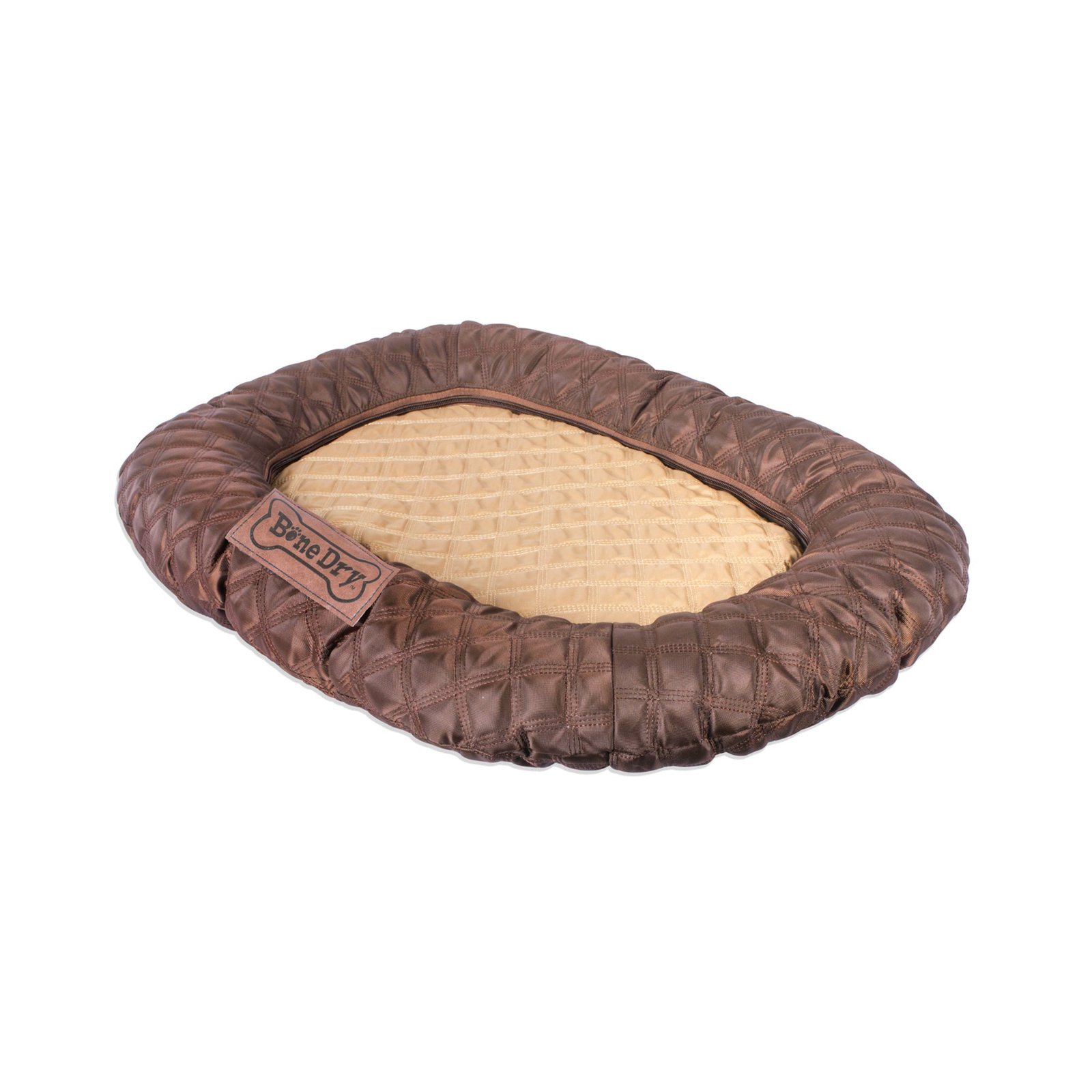 bone dry pet bed/mat, quilted border cushion, brown, medium 20x28"