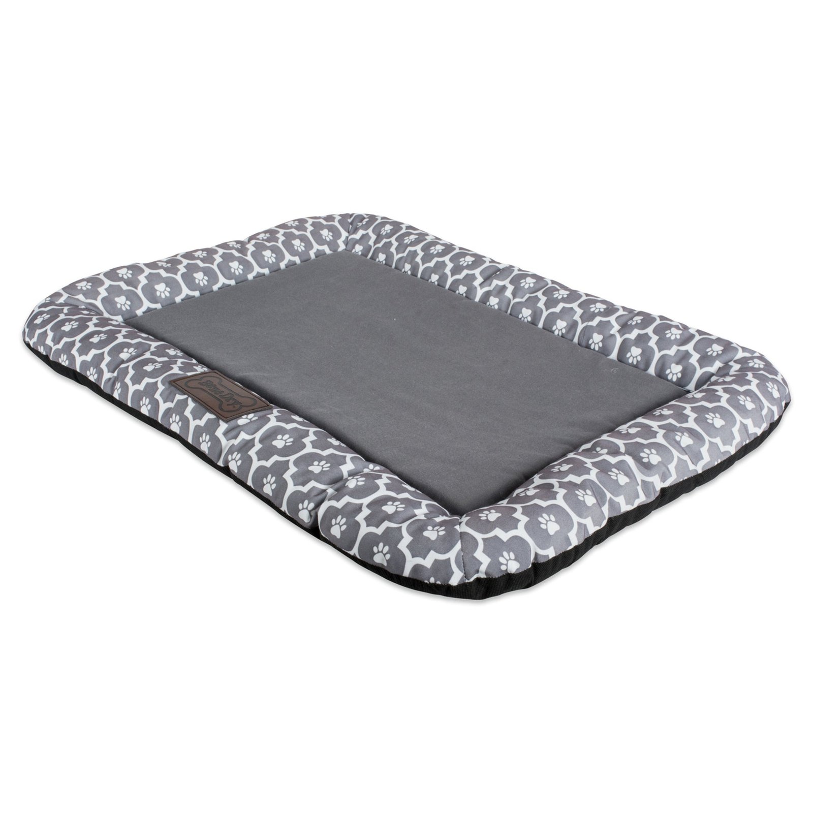 bone dry pet bed/mat, lattice paw print border cushion, gray, medium 20x28"