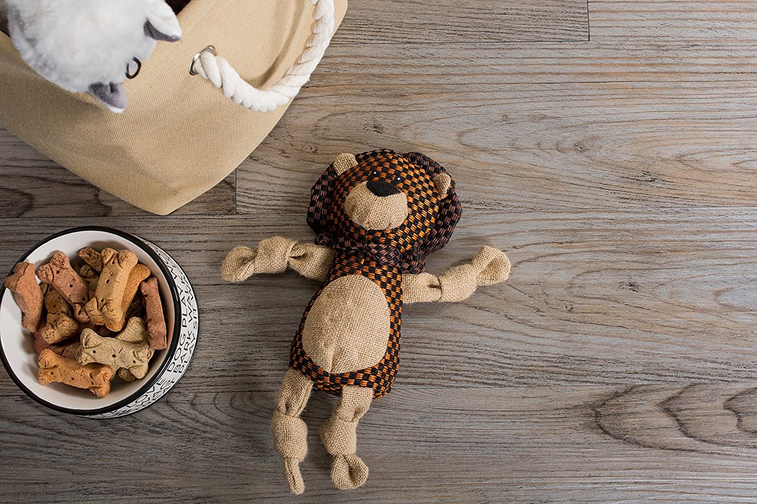 bone dry collapsible pet storage bin, paw print, taupe, medium 16x10x12"