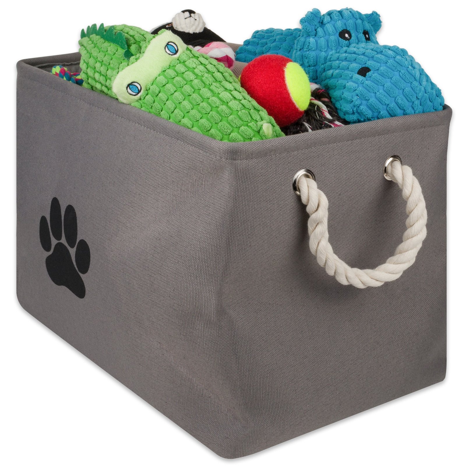 bone dry collapsible pet storage bin, paw print, gray, small 14x8x9"