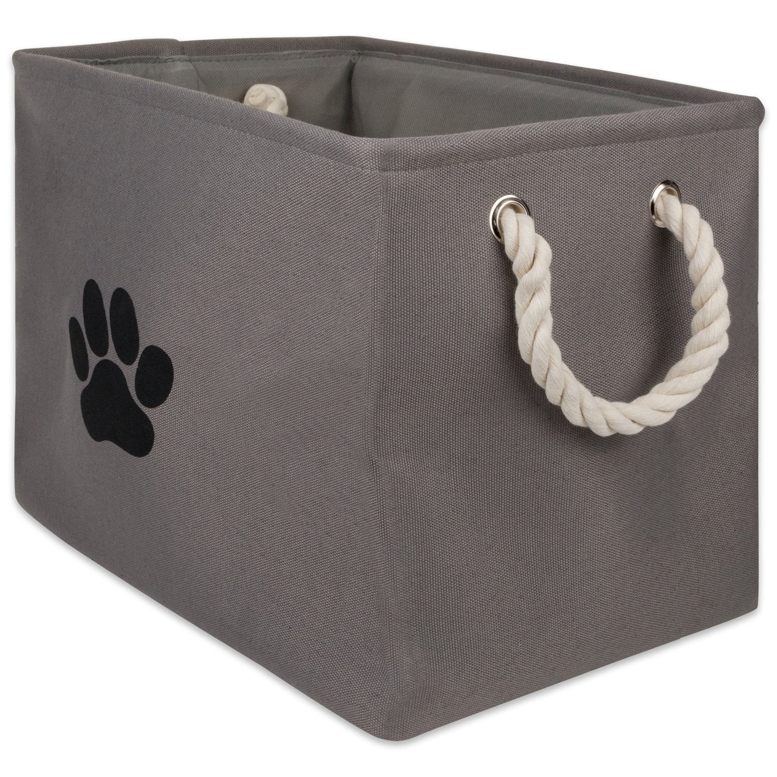 bone dry collapsible pet storage bin, paw print, gray, medium 16x10x12"